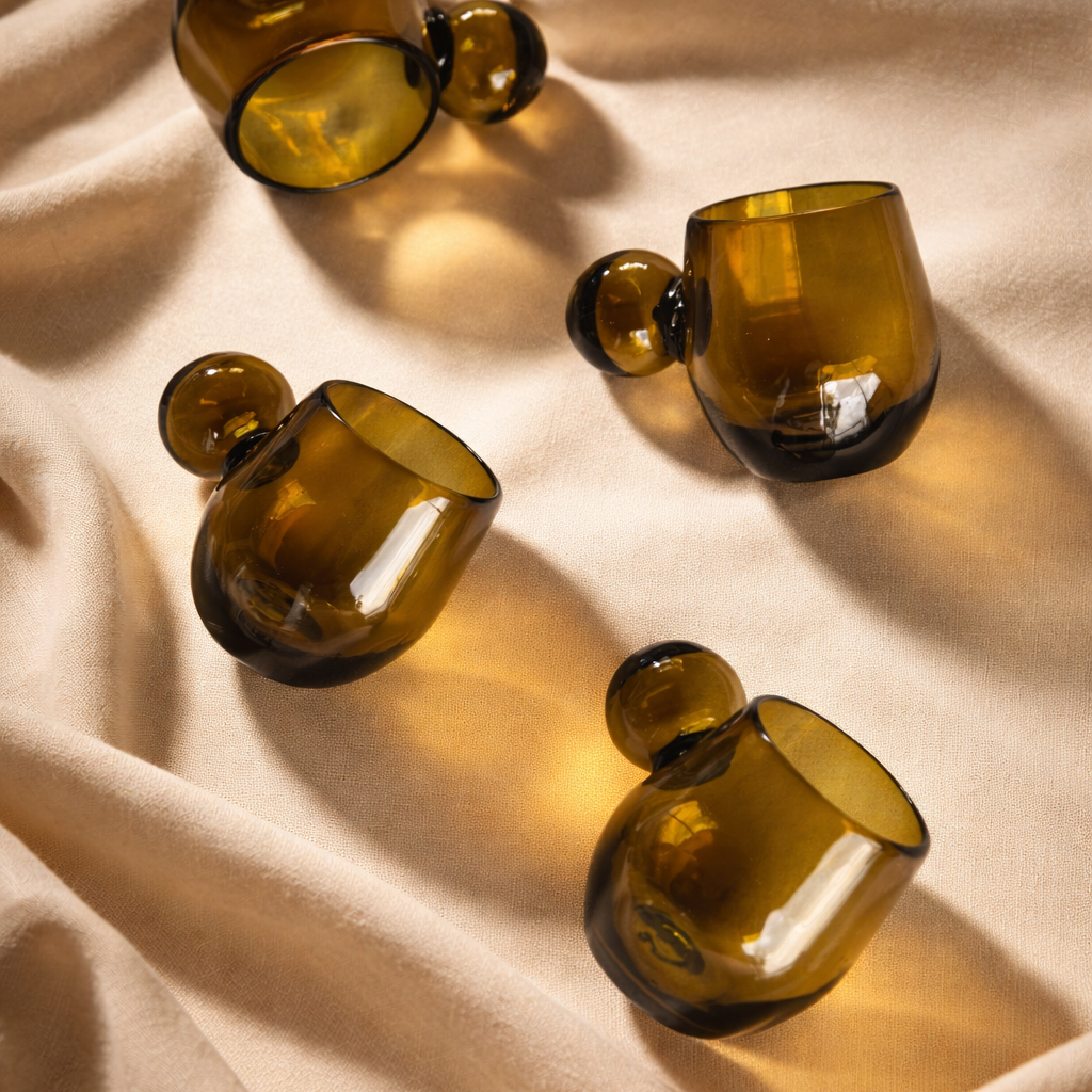 Roo Amber Recycled Glasses Set of 4