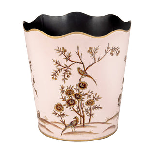 Pink & Gold Scalloped Wastepaper Basket | Elegant Decorative Bin