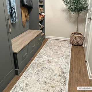 Rudo Beige Flat Pile Washable Rug – Stylish Neutral Living Room Carpet