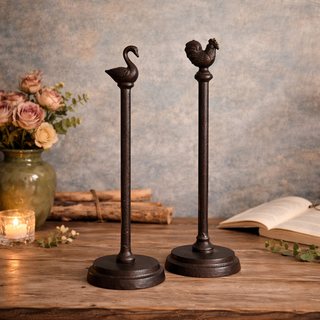 Cast Iron Farmhouse Paper Towel Holder with Animal Finial