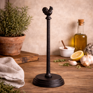 Cast Iron Farmhouse Paper Towel Holder with Animal Finial
