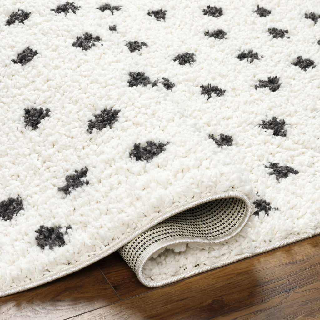 Chaia Dotted Black White Plush Rug – Modern Patterned Living Room Rug