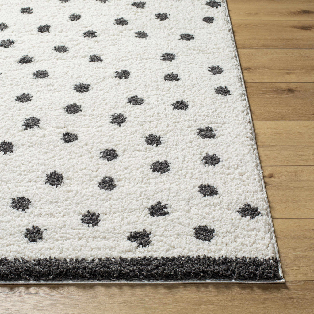 Chaia Dotted Black White Plush Rug – Modern Patterned Living Room Rug