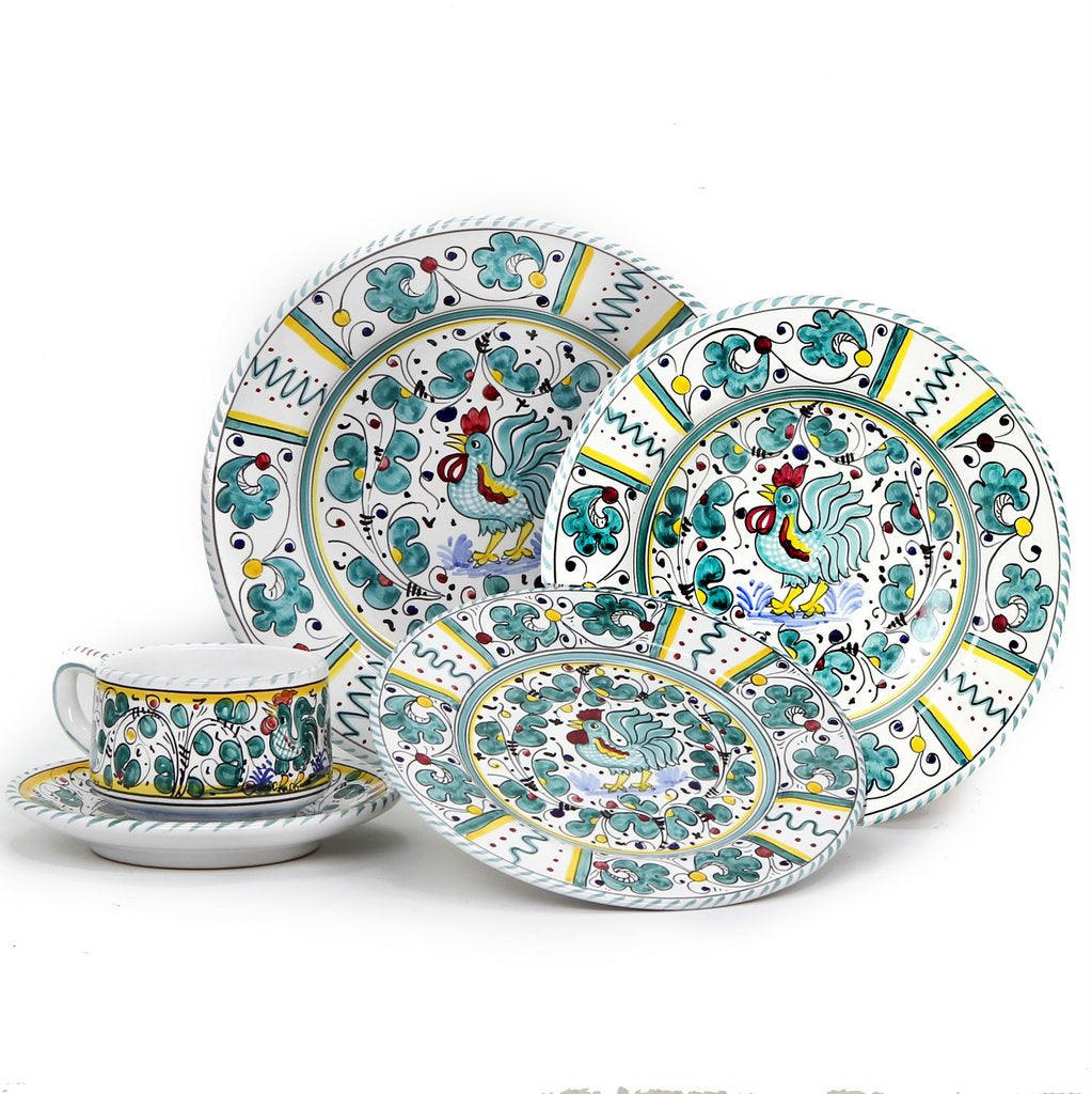 ORVIETO GREEN ROOSTER: 5 Pieces Place Setting