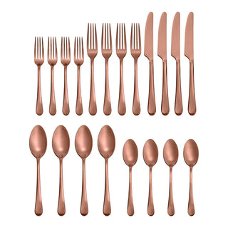 Hampton Forge Mirabella Copper Titanium Satin 20-Piece Flatware Set, 18/0 stainless steel