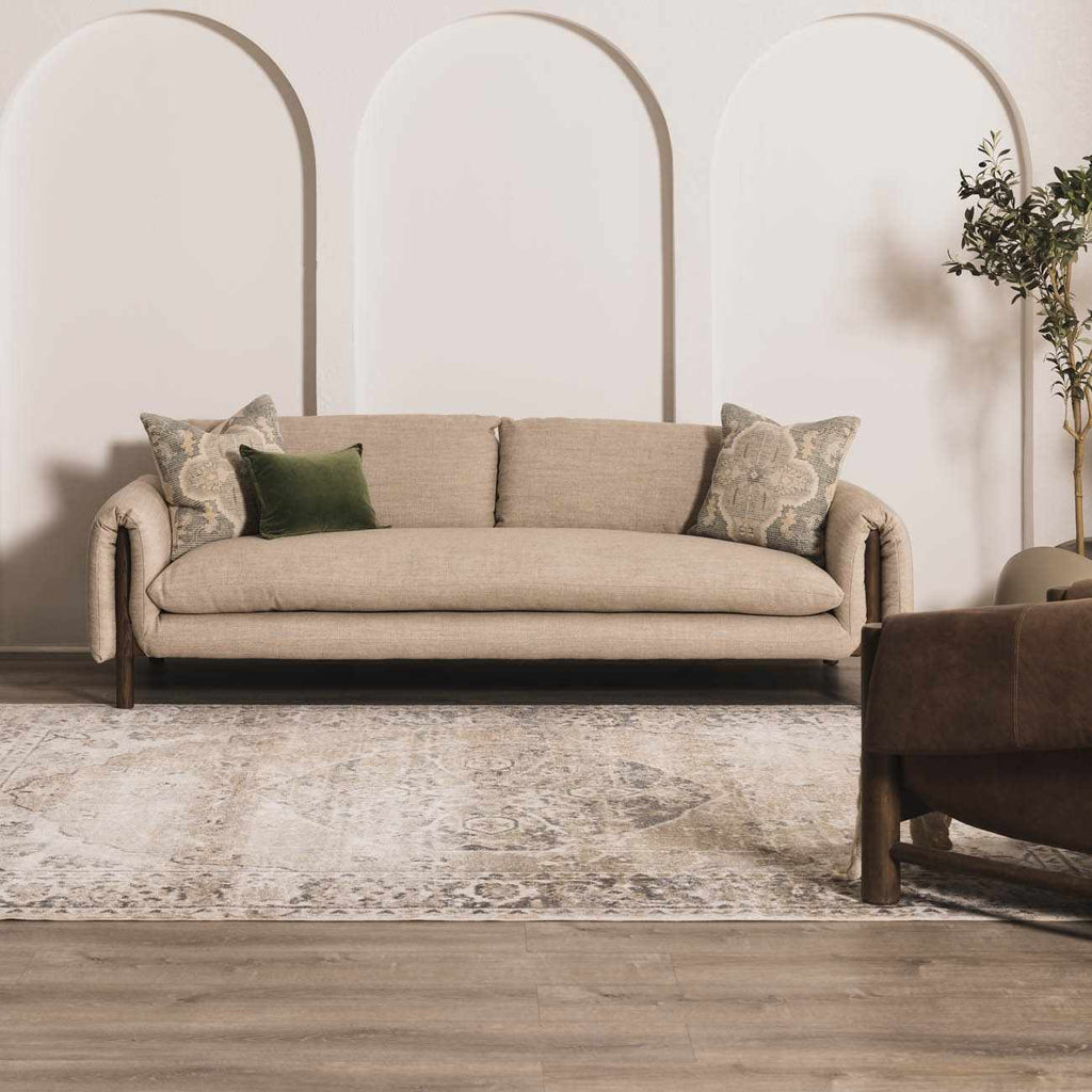 Rudo Beige Flat Pile Washable Rug – Stylish Neutral Living Room Carpet