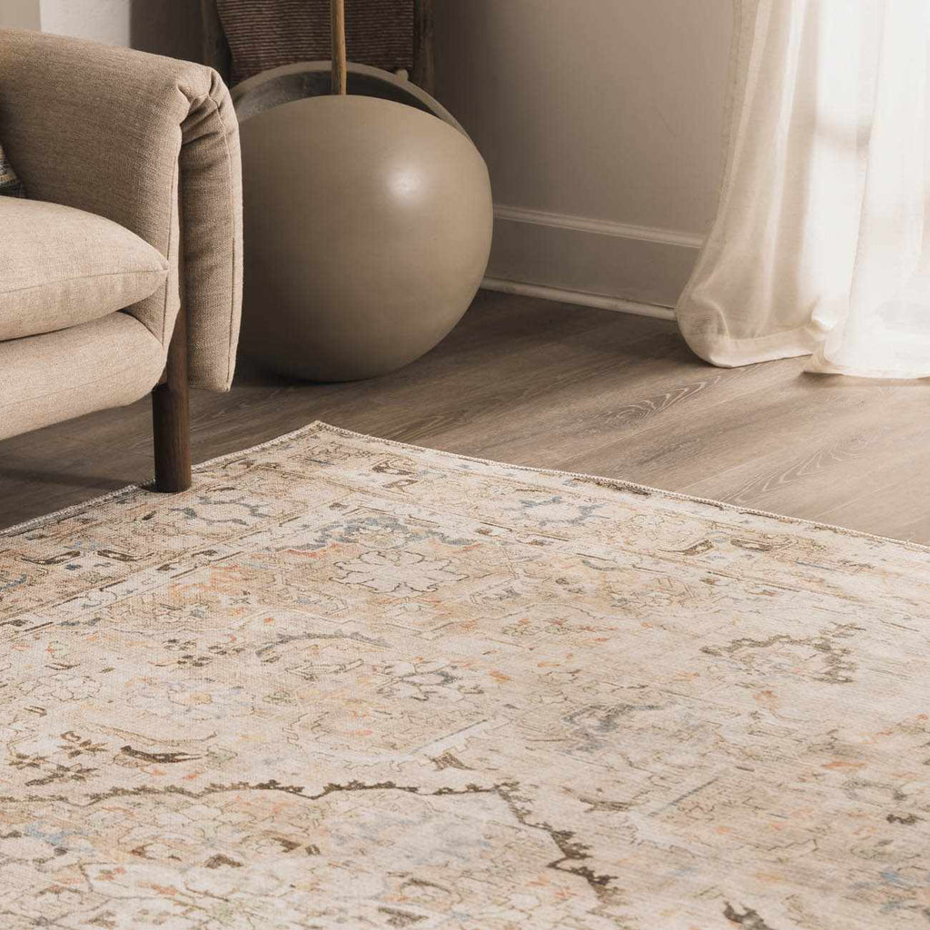 Standon Vintage Flat Pile Washable Rug – Low Pile Classic Home Carpet