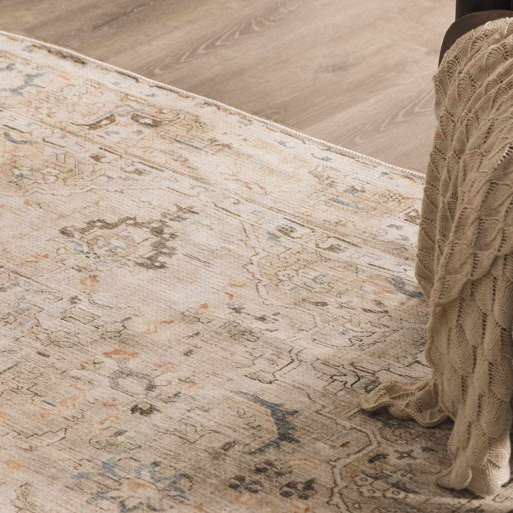 Standon Vintage Flat Pile Washable Rug – Low Pile Classic Home Carpet