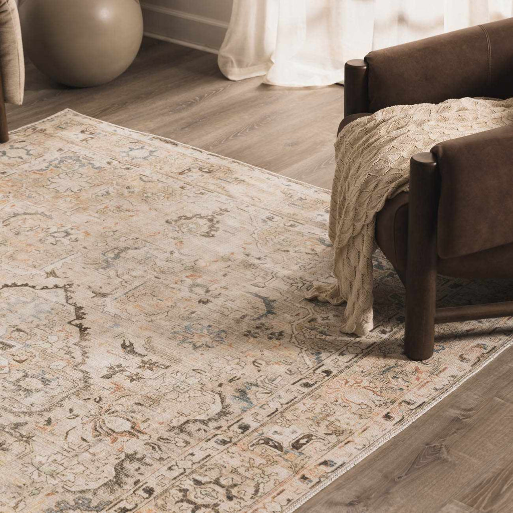 Standon Vintage Flat Pile Washable Rug – Low Pile Classic Home Carpet