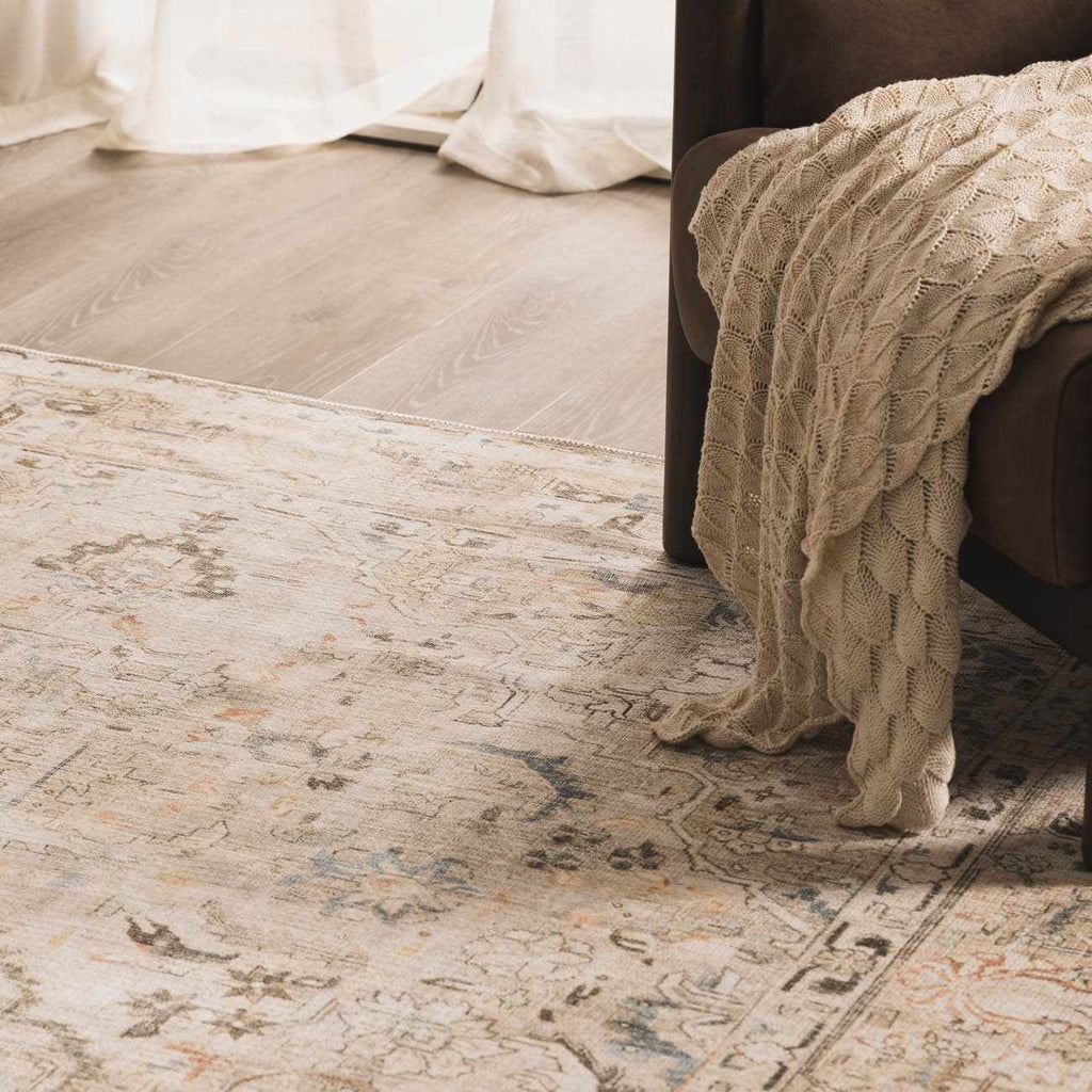 Standon Vintage Flat Pile Washable Rug – Low Pile Classic Home Carpet