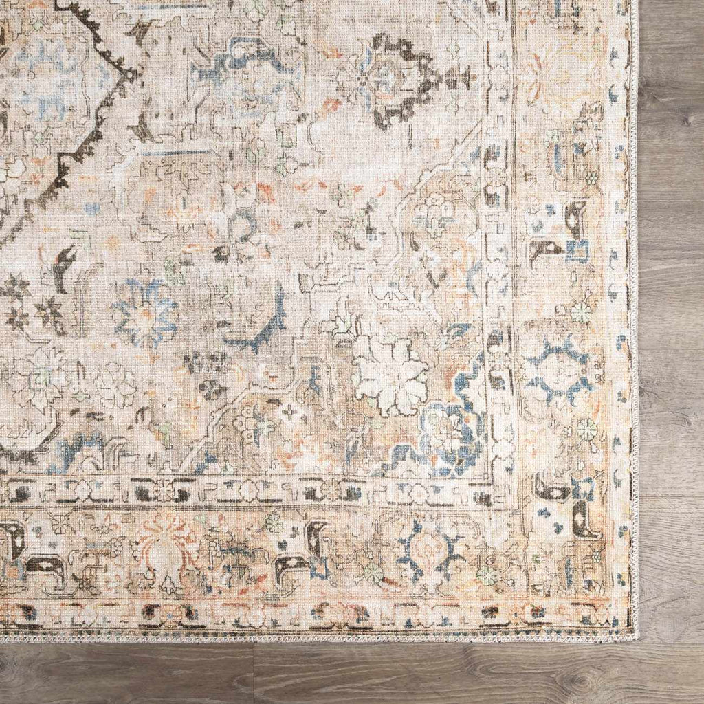 Standon Vintage Flat Pile Washable Rug – Low Pile Classic Home Carpet