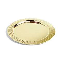 Striations Gold Serving Tray Round