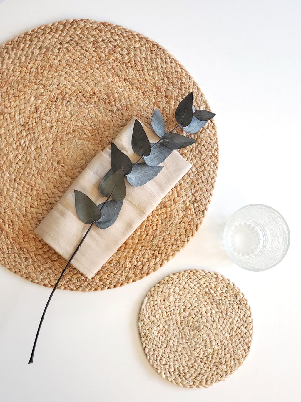 Kata Natural Placemat Set (4) | Handwoven Jute Table Placemats