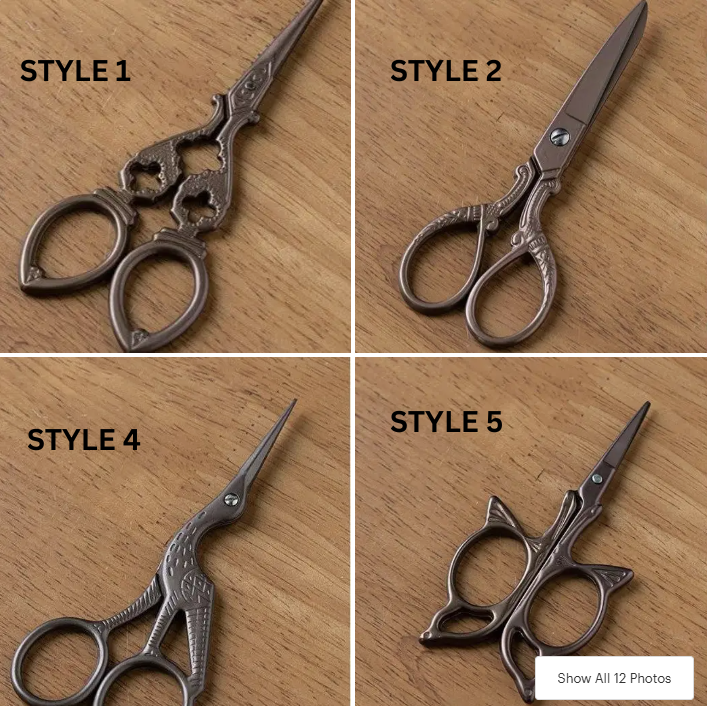 Vintage-Style Embroidery Scissors with Brocade Sheath