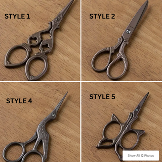 Vintage-Style Embroidery Scissors with Brocade Sheath