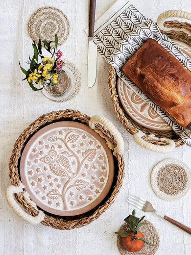 Bread Warmer & Basket Gift Set with Tea Towel - Owl Round