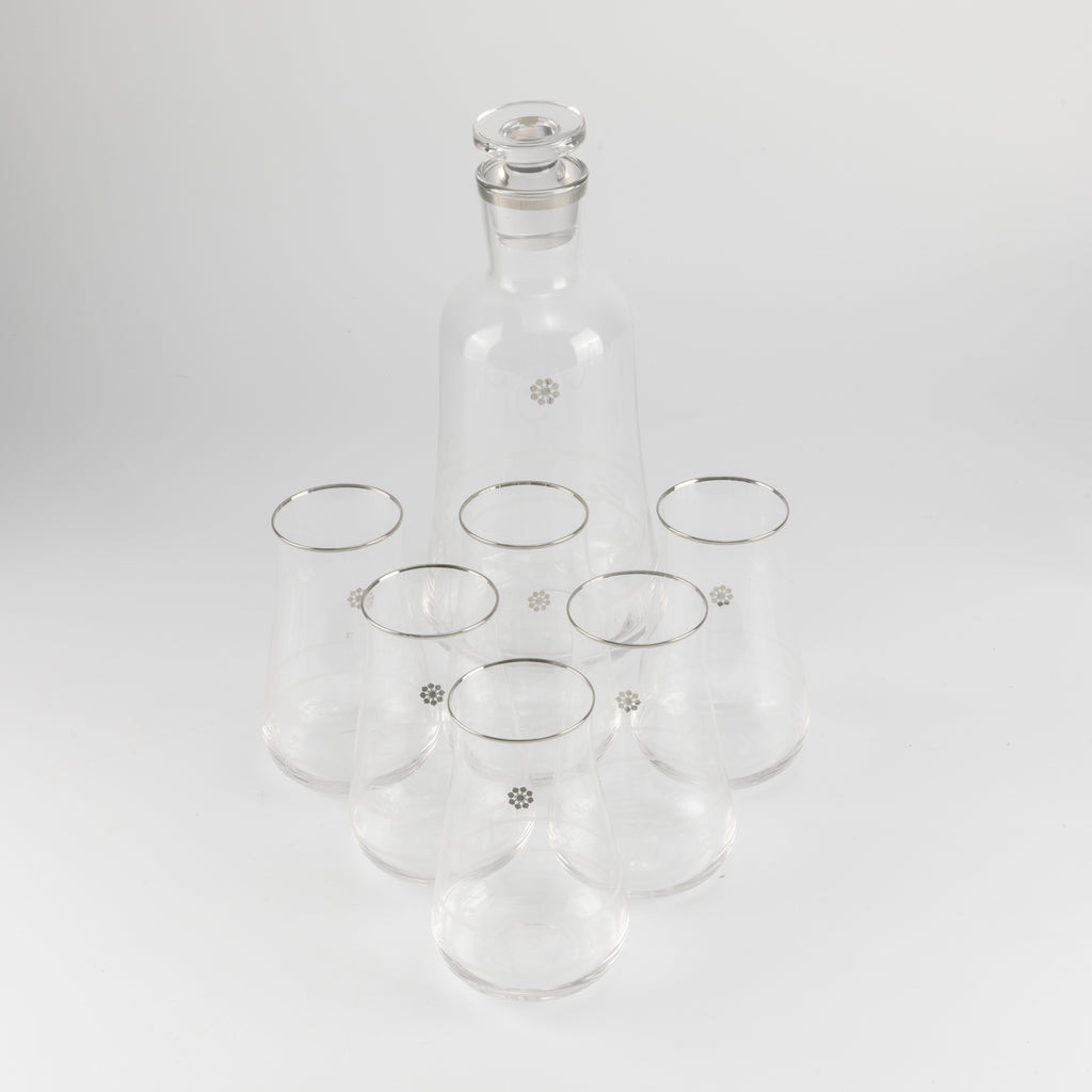 Mirral- Jug with 6 Tall glass cups - Silver