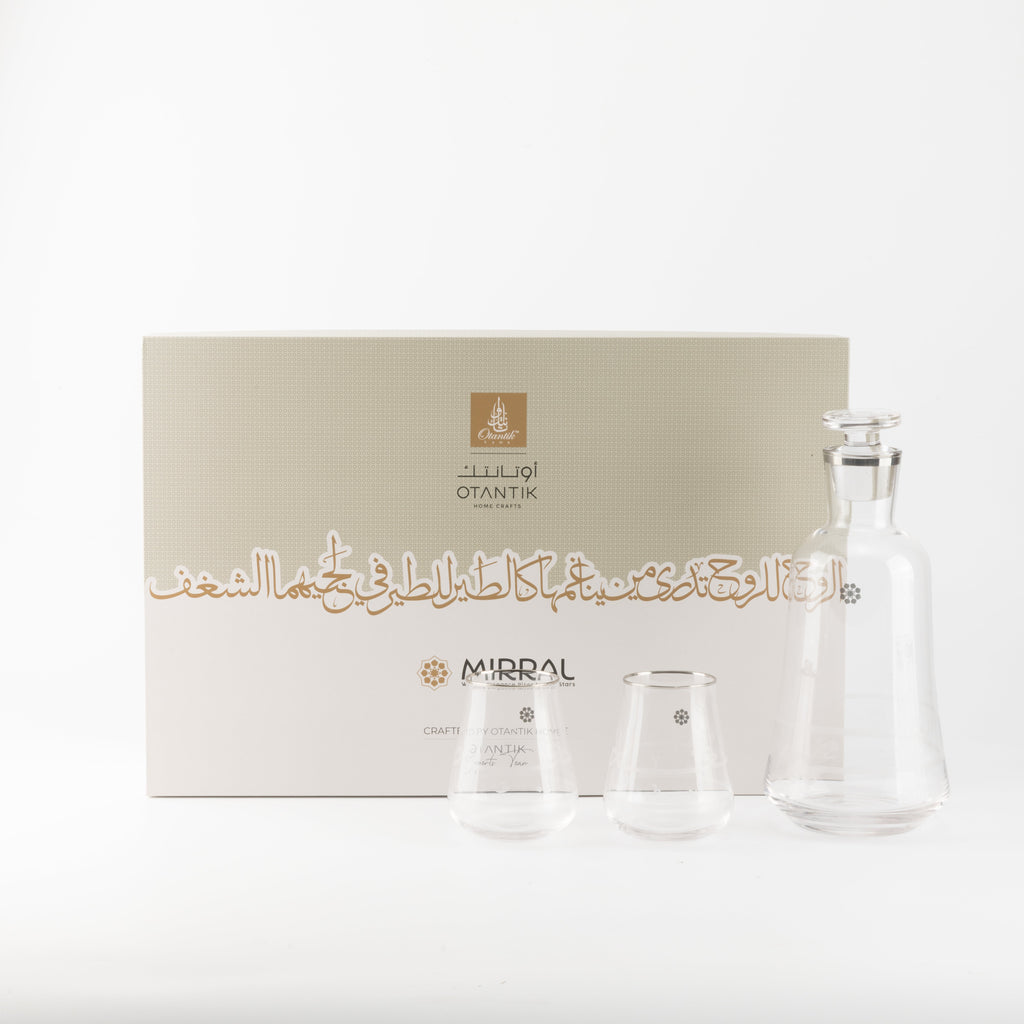 Mirral- Jug with 6 Short glass cups - Silver