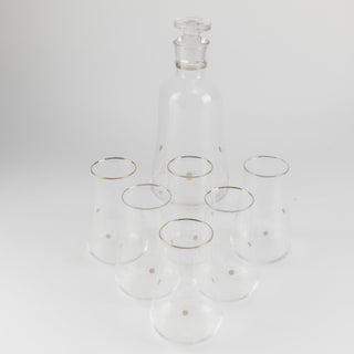Nourhan - Jug with 6 Tall glass cups - Silver