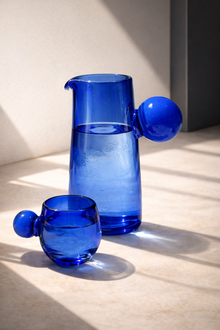 Tepezala Cobalt Blue Recycled Glass Pitcher