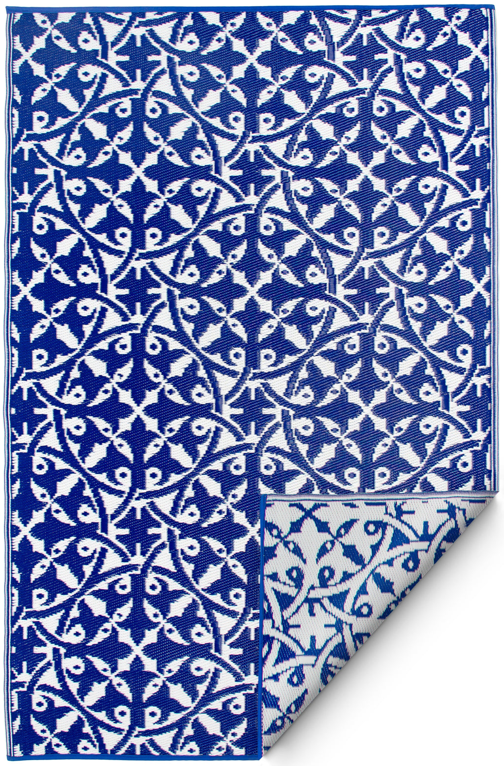 Dark Blue Farmhouse Reversible Outdoor Patio Rug
