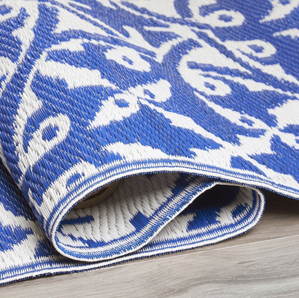 Dark Blue Farmhouse Reversible Outdoor Patio Rug