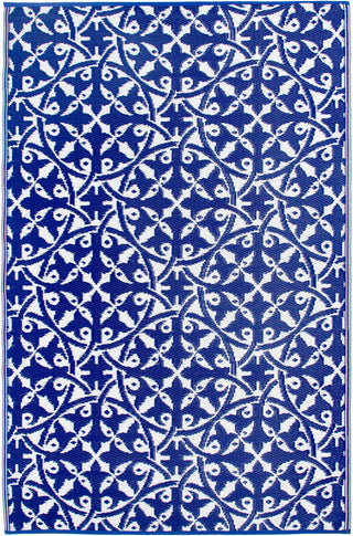 Dark Blue Farmhouse Reversible Outdoor Patio Rug
