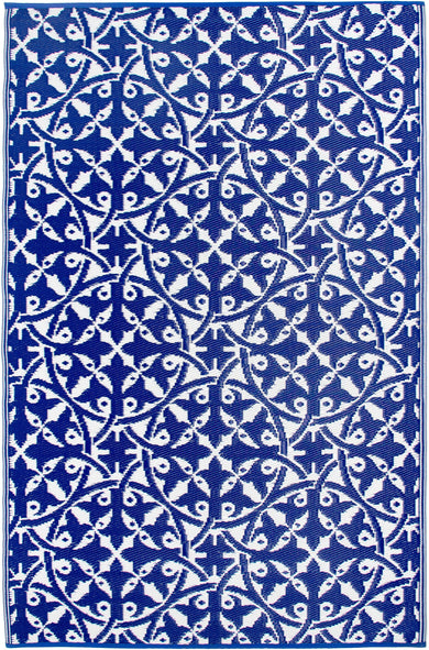 Dark Blue Farmhouse Reversible Outdoor Patio Rug