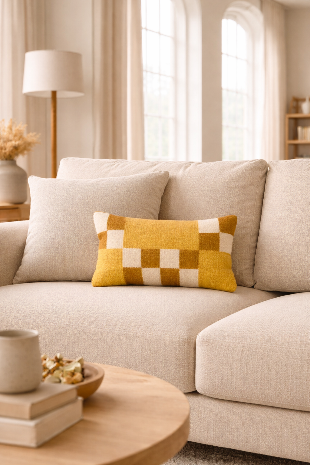 Handwoven New Zealand Wool Checkered Pillow Cover