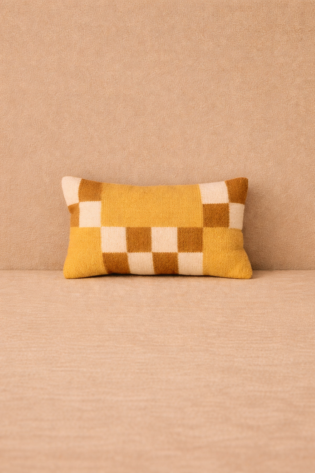 Handwoven New Zealand Wool Checkered Pillow Cover