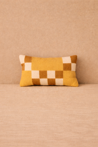 Handwoven New Zealand Wool Checkered Pillow Cover