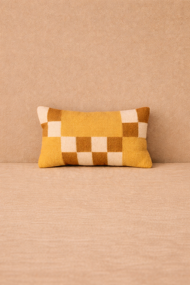 Handwoven New Zealand Wool Checkered Pillow Cover
