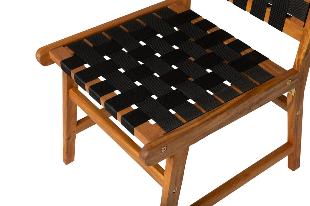 Sava Indoor Outdoor Armless Dining Side Chair in Black Webbing | Modern Patio Seating