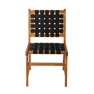 Sava Indoor Outdoor Armless Dining Side Chair in Black Webbing | Modern Patio Seating