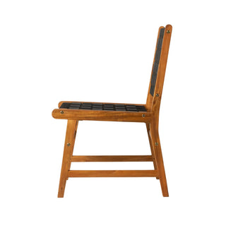 Sava Indoor Outdoor Armless Dining Side Chair in Black Webbing | Modern Patio Seating