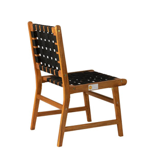 Sava Indoor Outdoor Armless Dining Side Chair in Black Webbing | Modern Patio Seating