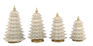 Ivory & Gold Floral Chinoiserie Tree | Elegant Asian-Inspired Accent