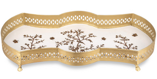 Hand-Painted Chinoiserie Metal Vanity Tray – Decorative Jewelry & Dresser Organizer
