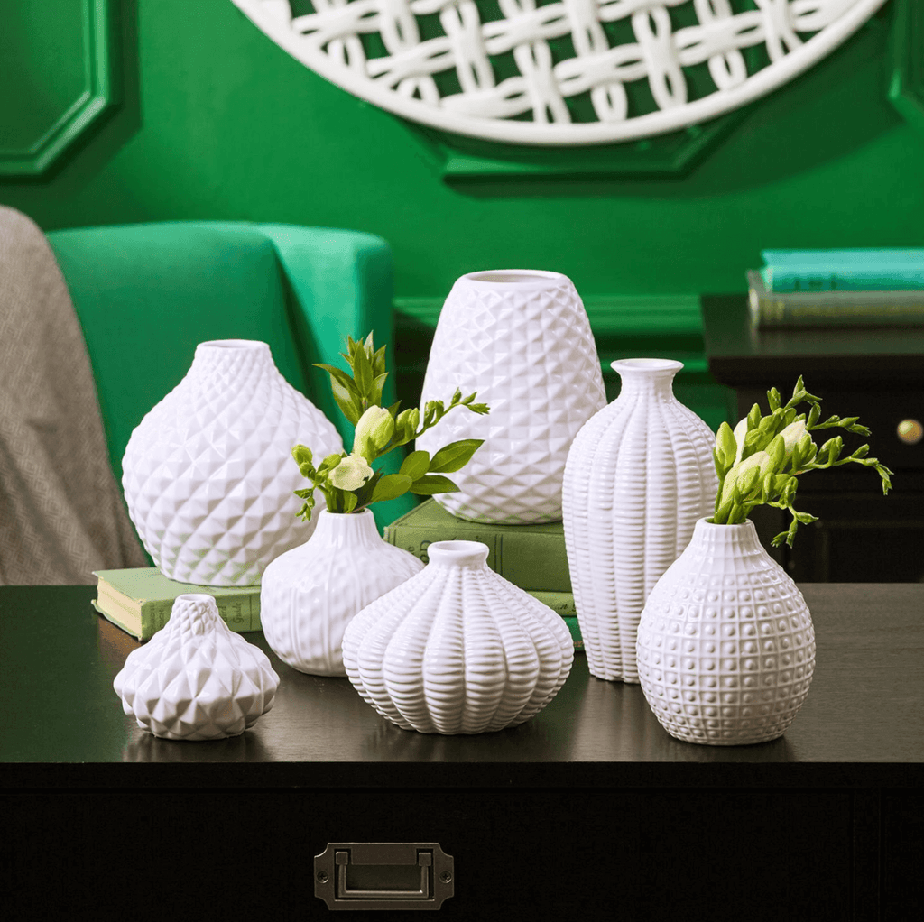 Whitney Artisan White Ceramic Vases – Sculptural Collection