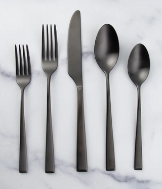 Cambridge Marlise Black Satin 20-Piece Flatware Set, 18/0 stainless steel