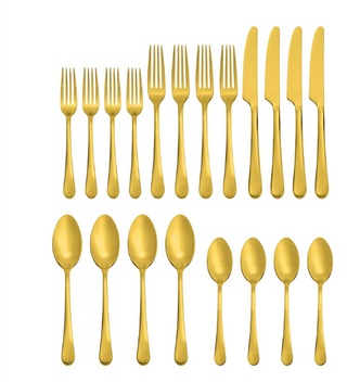 Hampton Forge Mirabella Gold Titanium Satin 20-Piece Flatware Set, 18/0 stainless steel