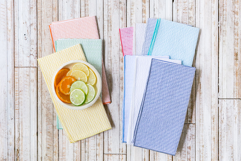Elegant Seersucker Napkins Set – 8-Piece Vibrant Cotton Blend Collection