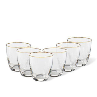 COSTA NOVA Sensa Set of 6 Tumblers, Clear with Golden Rim – Elegant Glass Set for Everyday and Formal Dining