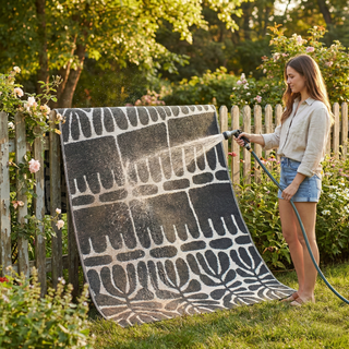 Serowe Black & White Reversible Outdoor Patio Rug