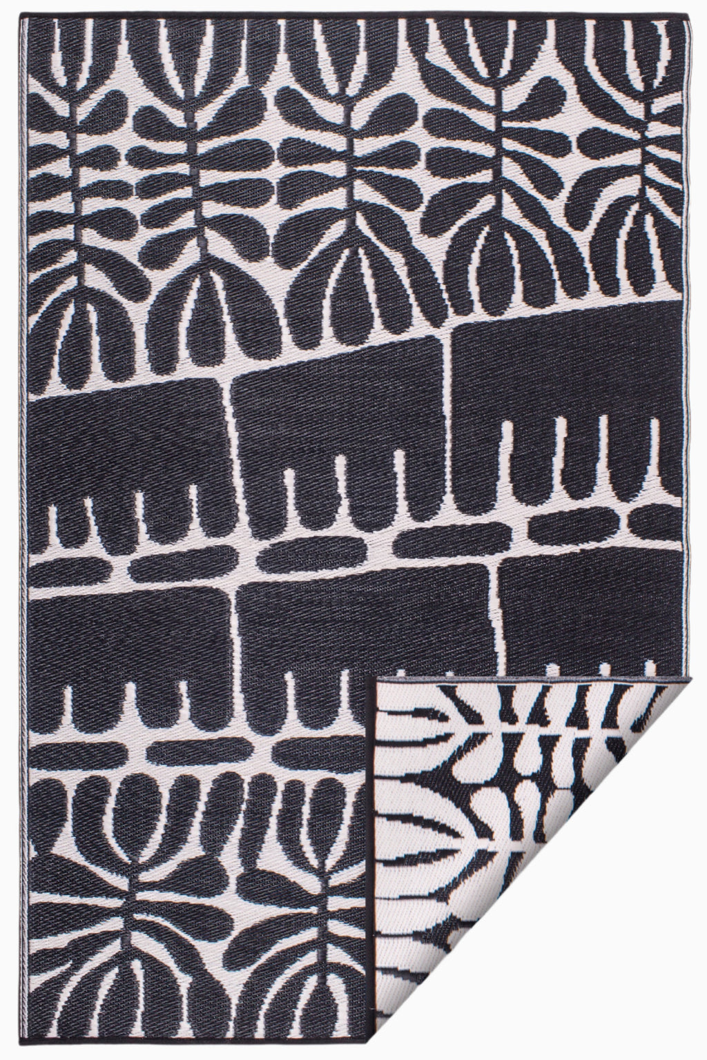 Serowe Black & White Reversible Outdoor Patio Rug