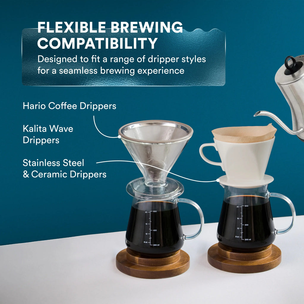 Glass Pour-Over Coffee Range Server with Lid – 20 oz or 27 oz