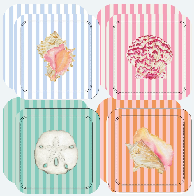 Shell Collector Coastal Coasters – Set of 4