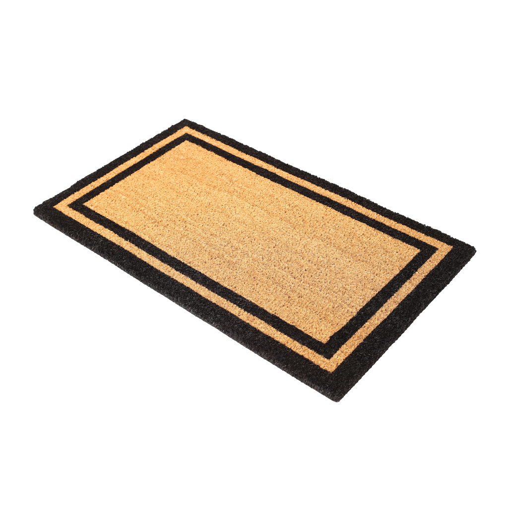 Double Black Border Natural Coir Doormat