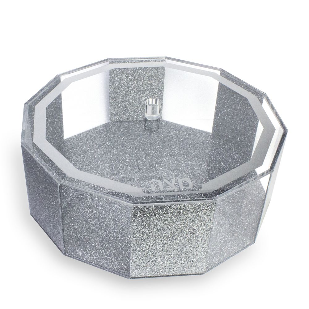 Silver and Clear Lucite Hexagonal Passover Matzah Box