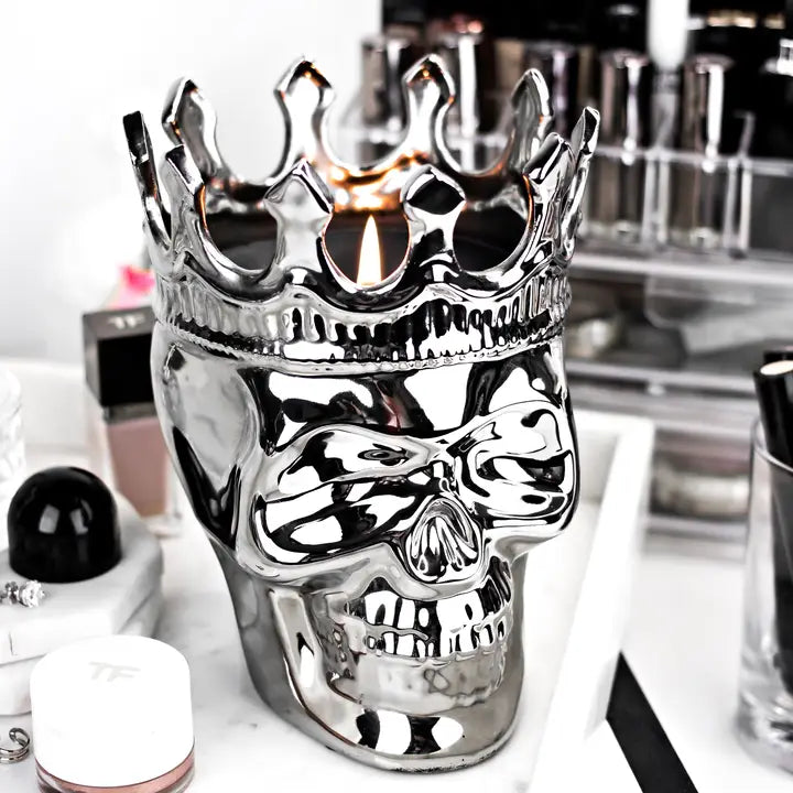 Silver Maximilien Skull Candle | Monte Cristo Collection